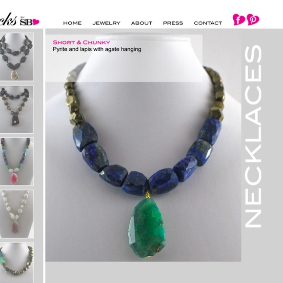 Turquoise pyrite and lapis stone statement necklace - Picture 2 of 5